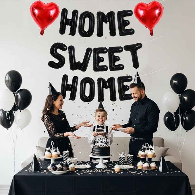 TONIFUL 16 Inch Black HOME SWEET HOME Letter Balloon Decor - Image 4