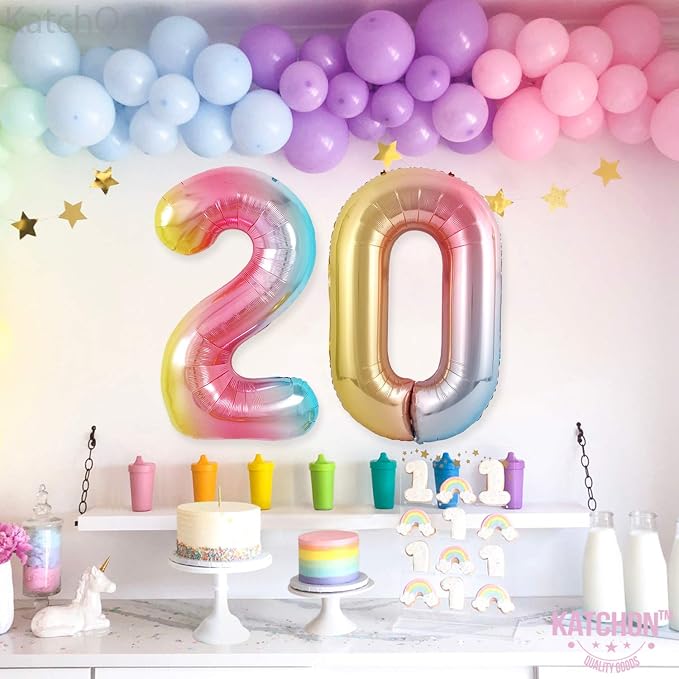 KatchOn Large, 40 Inch Rainbow Number 0 Balloon - Image 6