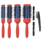 Round Brush Set for Blow Drying & Curling - Ceramic Ion Thermal Barrel Brushes 4 Sizes - Leaves Hair Shiny, Wooden Handle, Heat Styling blowout Brush Work with Blow Dryer for Women & Men (Orange)