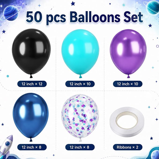 Black Teal Purple Balloons - Image 2