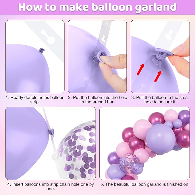 Amandir 153pcs Pink Purple Balloon Garland Arch Kit Different Sizes | 18 12 10 - Image 3