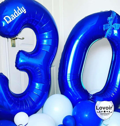 Navy Blue 30 Number Balloons, 40 Inch Giant Number 30 Balloons Foil Mylar - Image 4