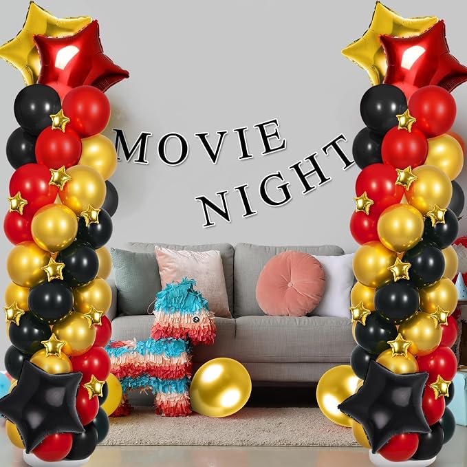 2 Sets Black Gold and Red Balloons Decorations Adjustable Balloon Column Stand - Image 8