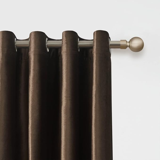 BULBUL Velvet Brown Blackout Curtains 102 inch Long - Image 3