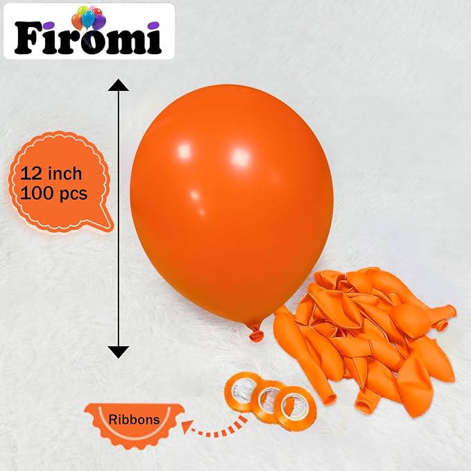 Firomi Thicken Latex Orange Balloons 12-inch 100 Pack - Image 2