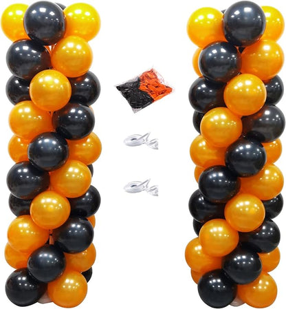 100Pcs Orange and Black Column Tower Balloons by MOXMAY