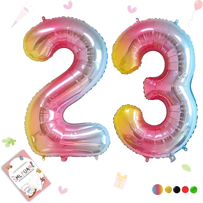 40 Inch Number Balloons 0-9 Rainbow Gradient Large Number 23 Balloons, Digital by Smlpuame