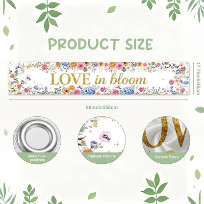Love In Bloom Wildflower Bridal Shower Wedding Banner Decorations | Reusable - Image 2