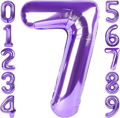 RainbowQ Purple 7 Balloon Number 40 Inch 0-40 Foil Large Balloons | Big Mylar 7 by RainbowQParty