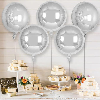 20 Pcs Silver Round Shaped Balloons, 18 Inch Round Foil Balloon, Giant Round - Image 3