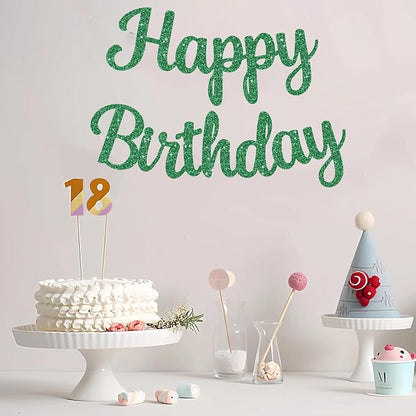 BEISHIDA Glitter Green Happy Birthday Banner Party Decoration NO DIY, 10Feet | - Image 6