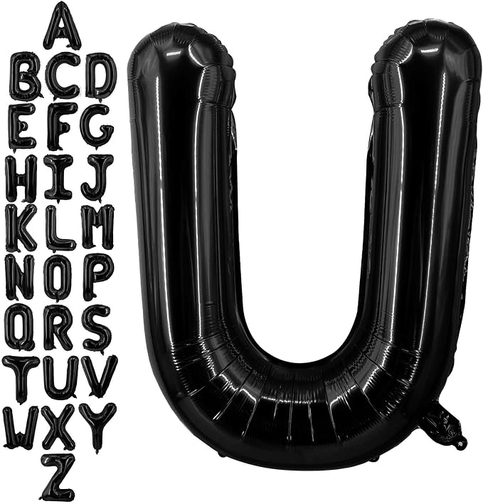 40 Inch Black Letter U Balloons, DIY Phrase Foil Alphabet Letter U Balloons DIY by LHOAVWE