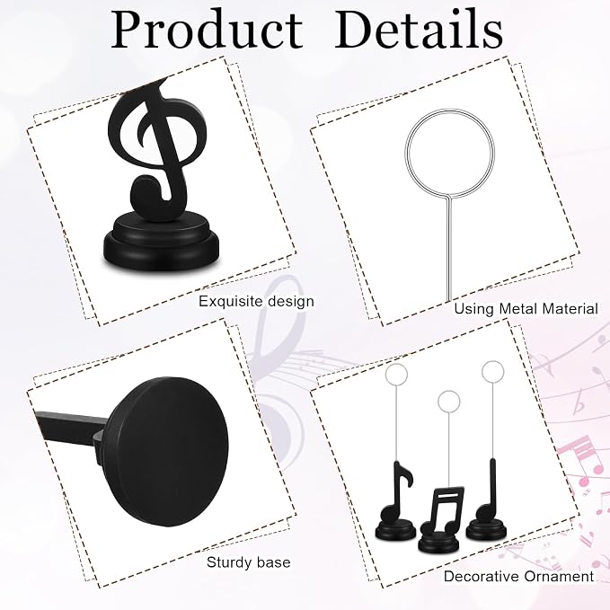 RattanView 5 Pcs Music Note Balloons Photo Holders Balloon & Place Card Holder - Image 3