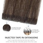 COOKAYU Invisible Tape in Hair Extensions Human Hair, Invisi Edge Injected Tape in Extensions Dark Brown to Dirty Blonde 20Inch 20pcs 45g