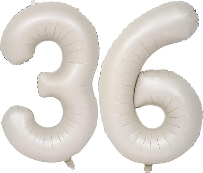 40 In Cream white Number Balloons Helium Foil Mylar Balloon Digital 36 | by Exquisitehighqualitypartydecorationstomeetyoureveryneed%EF%BC%81