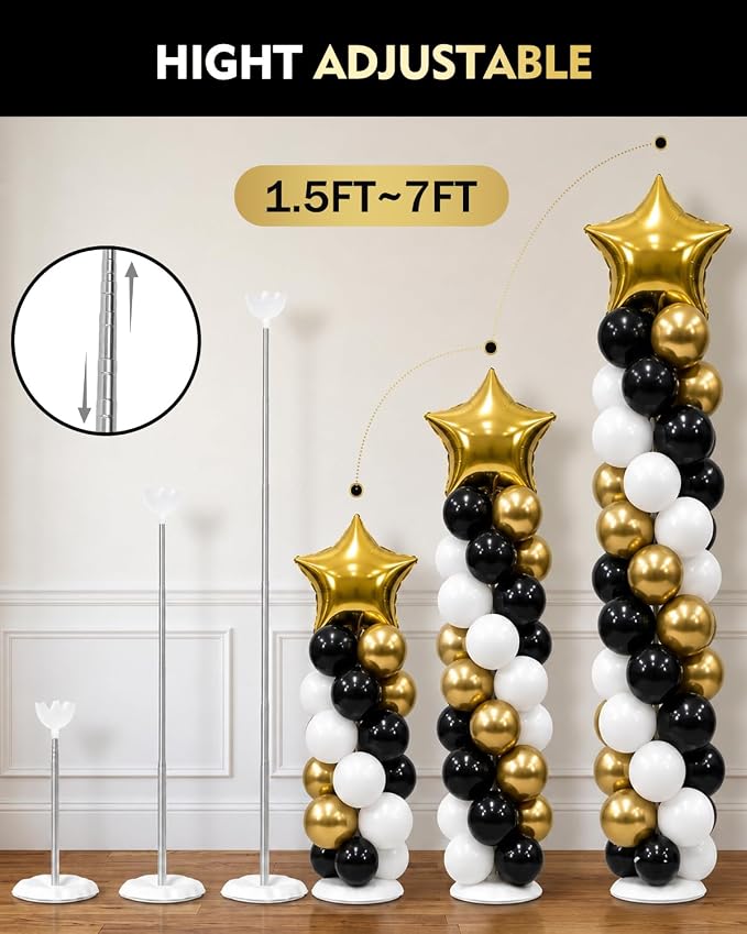 Pro Series Balloon Column Stand Kit Set of 2, 7ft Height Adjustable Balloon - Image 2