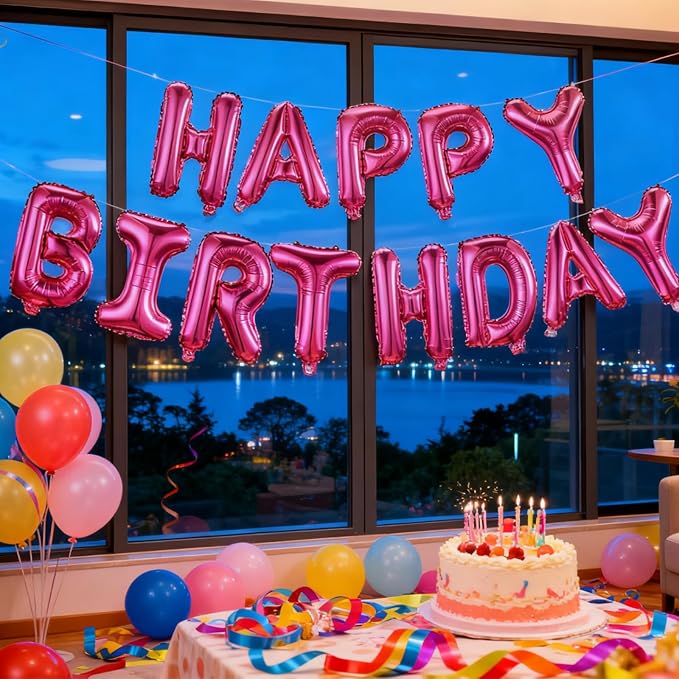 Hot Pink Happy Birthday Balloon Banner Kit - Image 5