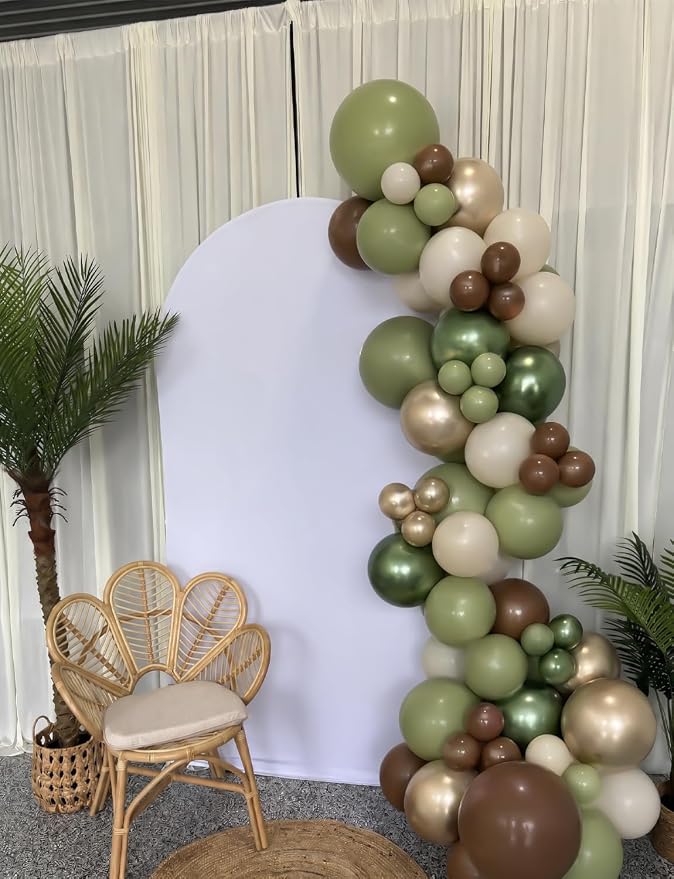 Green and Brown Balloons, Sage Green and Metallic Gold Balloons - Image 7