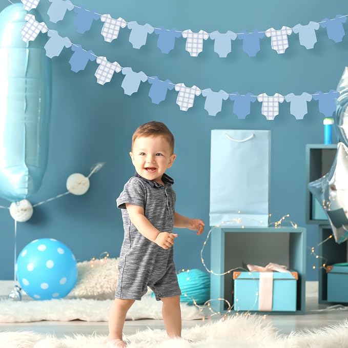 Weysat 2 Pcs Baby Clothes Banner Baby Boys Girls Shower Decorations Blue - Image 5
