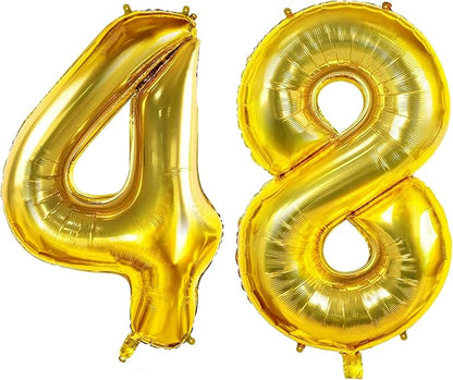 Number 48 Balloons for 48th Birthday Party Decorations, 0-100 Large No.48 by Joycard