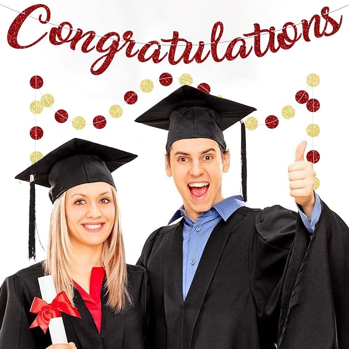 Red Congratulations Banner Sign Prestrung Congrats Banner Garland - Image 6