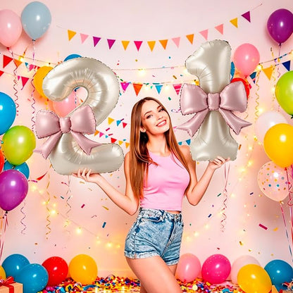 40 Inch Cream Number 1 Balloon - Image 4