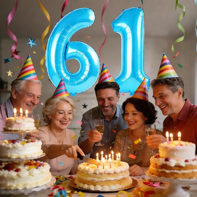 40 Inch Number 61 Balloons for 61st Birthday Party Decorations, 0-100 Jewelry - Image 2