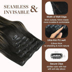 GOO GOO Clip in Hair Extensions Real Human Hair, Remy Human Hair Extensions Clip ins for Women, Natural Human Hair, 22 Inch 160g 7Pcs, 1B/16/1B Balayage Natural Black to Light Blonde