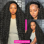 40 Inch 13x6 Deep Wave Lace Front Wigs Human Hair Pre Plucked 250% Density 13x6 HD Transparent Lace Frontal Wigs Human Hair Glueless Deep Curly Human Hair Wigs For Women Natural Color