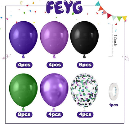 Green Purple Black Balloons, 12 Inch Truck Metallic Purple Pearl Purple Dark - Image 2