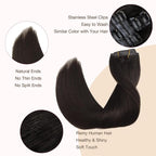 GOO GOO Clip in Hair Extensions Real Human Hair, Remy Human Hair Extensions Clip ins for Women, Natural Human Hair, 20inch 110g 7Pcs, 2 Dark Brown