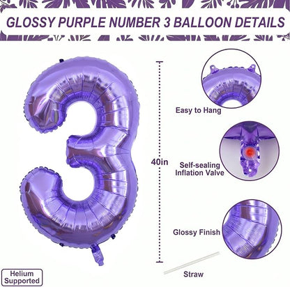 Purple Number 13 Balloon 40 Inch, Giant Metallic Foil Number 13 Balloons - Image 4
