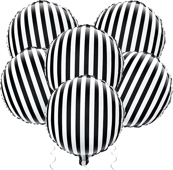 Jobkoo Black and White Striped Balloons 18 Inch Striped Mylar Foil Balloons by Jobkoo