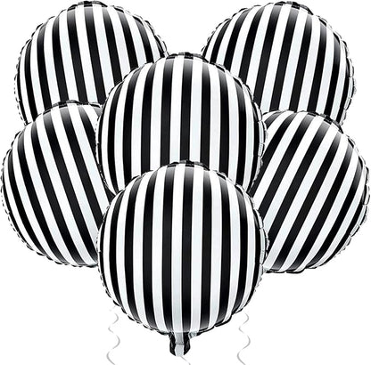 Jobkoo Black and White Striped Balloons 18 Inch Striped Mylar Foil Balloons by Jobkoo