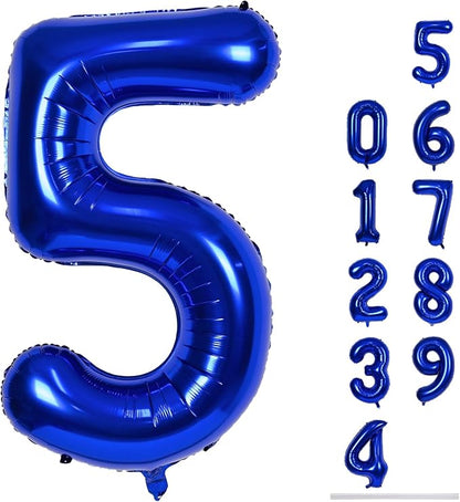 Navy Blue 5 Balloons, Self Inflating Digit 5 Balloons by Lingqiang