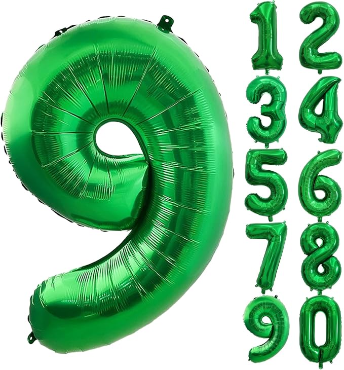 Number Balloons Green Party Balloon by United-UnicornsParty