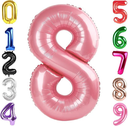 40 Inch Pastel Pink Number 8 Balloon, 8th Birthday Party Decorations | 40 Inch by Hadoife