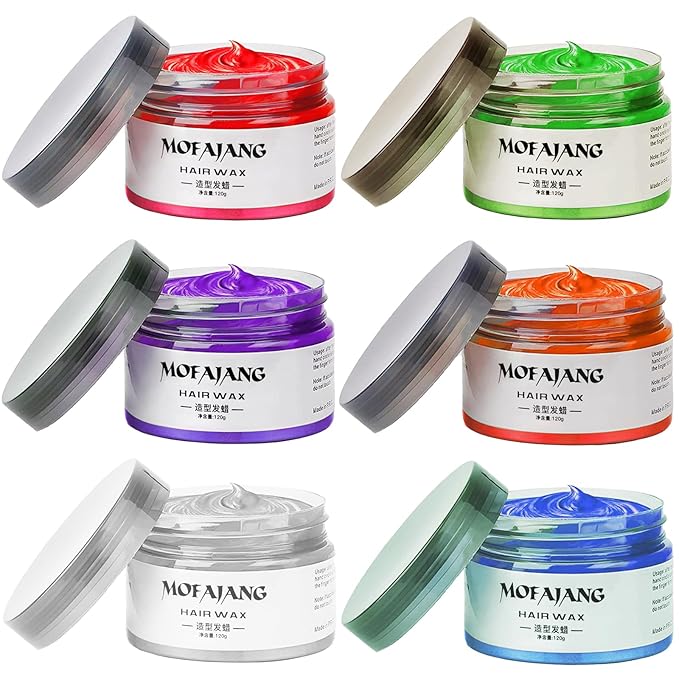 Temporary Hair Color Chalk, Hair Wax Color For Gifts, Birthday,Party, Cosplay DIY, Halloween, Christmas (6, Red Orange Purple Blue Green Gray)