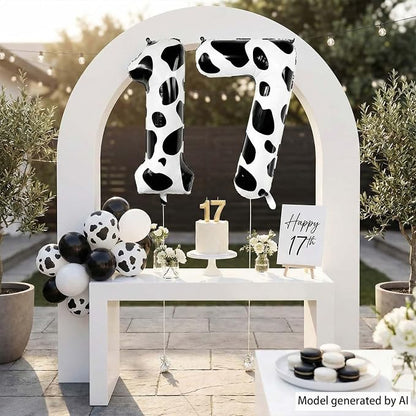 40 Inch Cow Print Number 17 Balloon Set, Giant Black & White Foil Mylar Number - Image 7