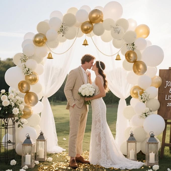 White Sand Gold Balloons Garland Arch Kit - Image 6