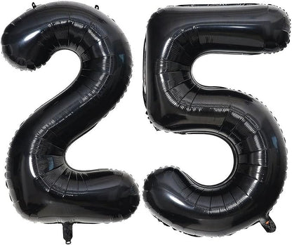 40 Inch Black 25 Number Balloons Giant Jumbo Huge 25 or 52 Foil Mylar Helium by LHOAVWE