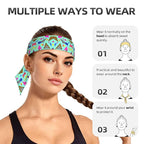 Men's Women Beauty Skinny Sports Sweatband Head Decor for Running Travel Shower, Long Multi Style Geometric Checkered Zebra Tiger Leopard Print Mint Green Retro 80S 90S Head Ribbon Headwear