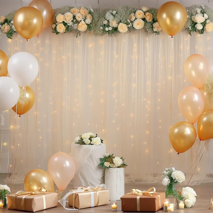 10x8ft Champagne Tulle Backdrop Curtain - Image 7