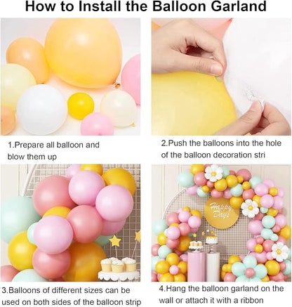 Daisy Balloon Garland Arch Kit, Retro Yellow Pink Green Hippie Boho Balloons - Image 7