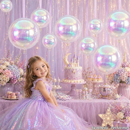 12Pcs Iridescent Round Foil Balloons, 4D Holographic Clear Ball Balloons | - Image 6