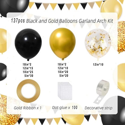 Black And Gold Balloon Arch Kit - Image 2