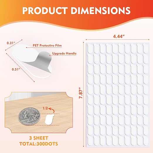 300Pcs Double Sided Adhesive Dots, Removable Clear Dots Sticky Tack, Waterproof - Image 2