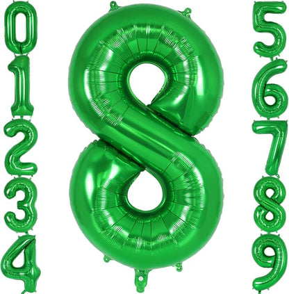 Dark Green Number 8 Balloon 40 Inch, Big Large Foil Helium Number Balloons by AIQINHU