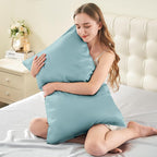 INFIIXSO Mulberry Silk Pillowcase for Hair and Skin, Silk Pillow Cases Queen Size with Hidden Zipper 20x30 Inches, Super Smooth and Soft Cooling Pillow Cases for Hot Sleepers(Haze Blue, 1 Pack)