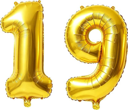 40 Inch Number 19 Balloons for 19th Birthday Party Decorations, 0-100 Gold by FOBELEC